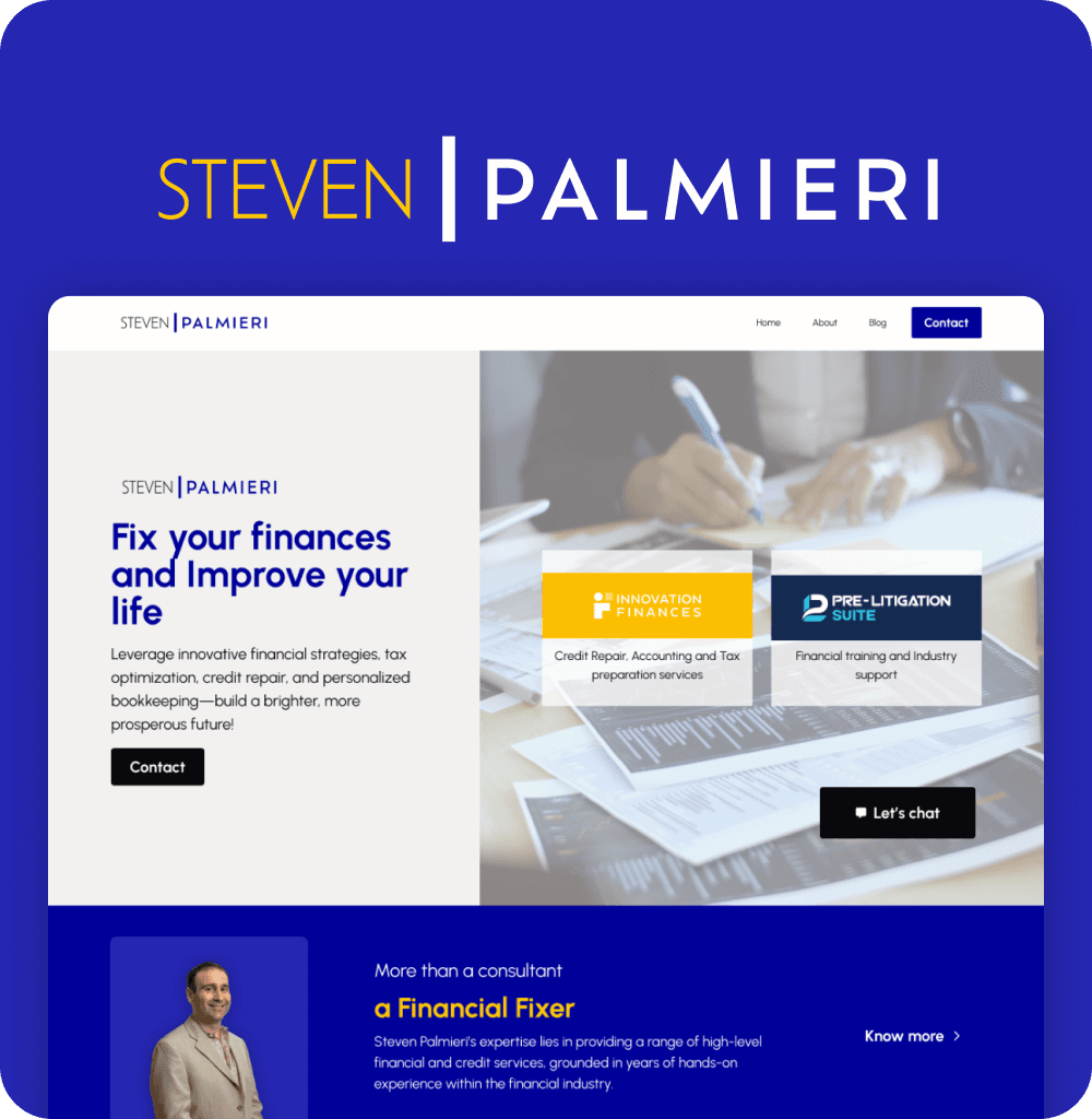 Steven Palmieri Website Design Mockup